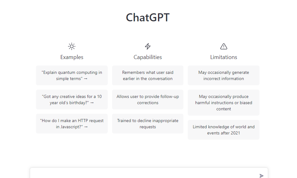 chat GPT dashboard